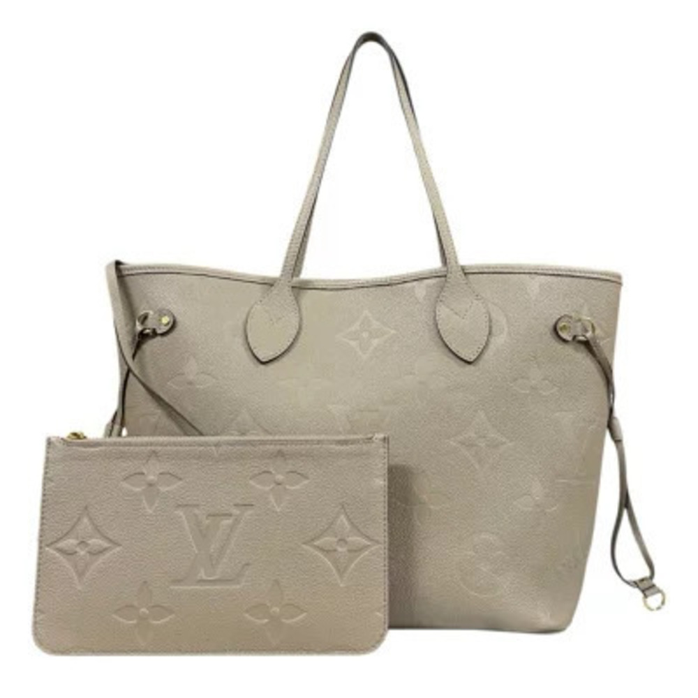 Louis Vuitton Neverfull Monogram Empreinte Tote Bag Beige Cream